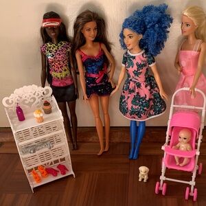 Mattel Fashion Dolls with baby with stroller
